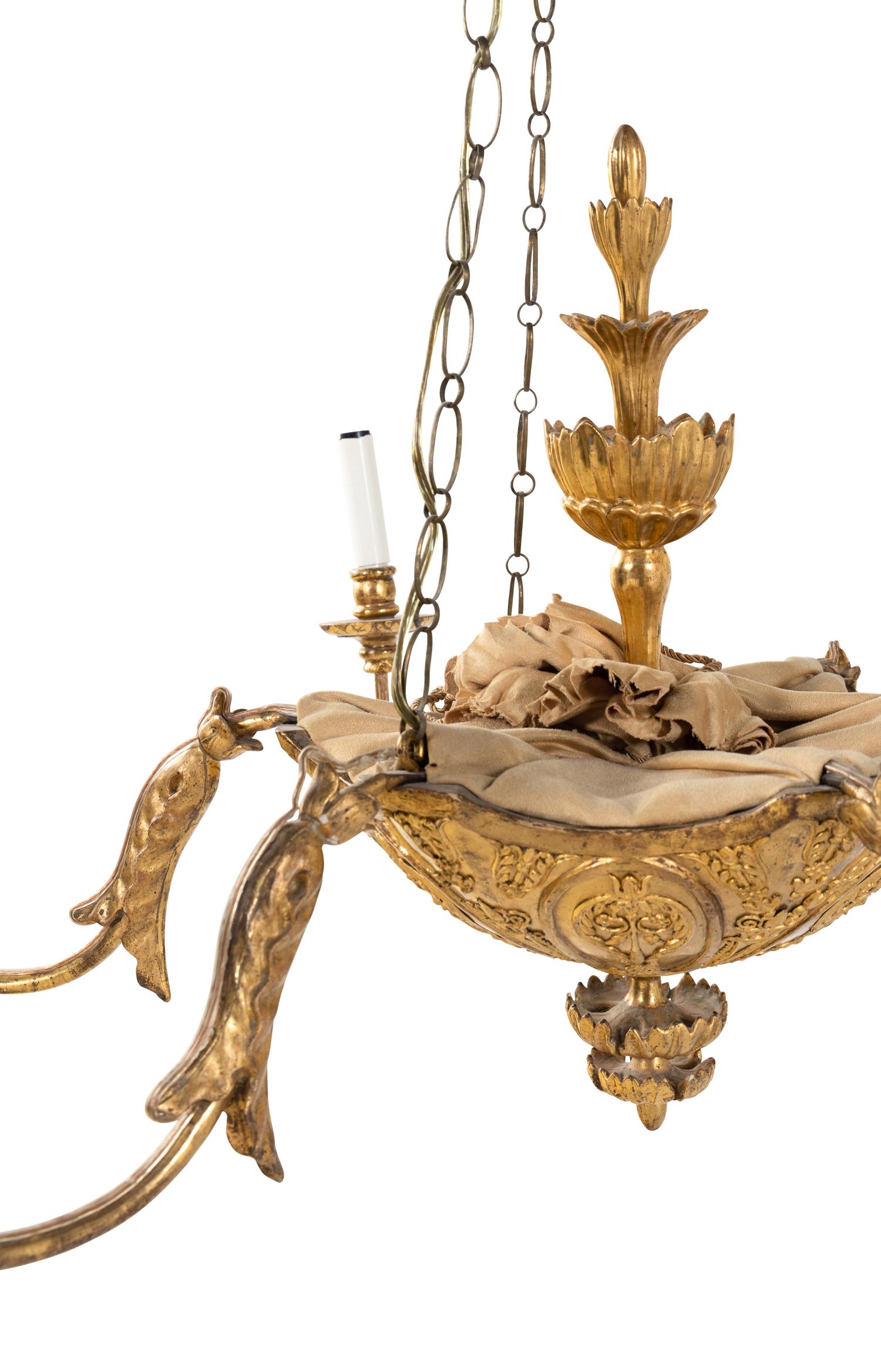 An Italian Giltwood Six-Light Chandelier