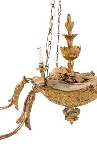 An Italian Giltwood Six-Light Chandelier