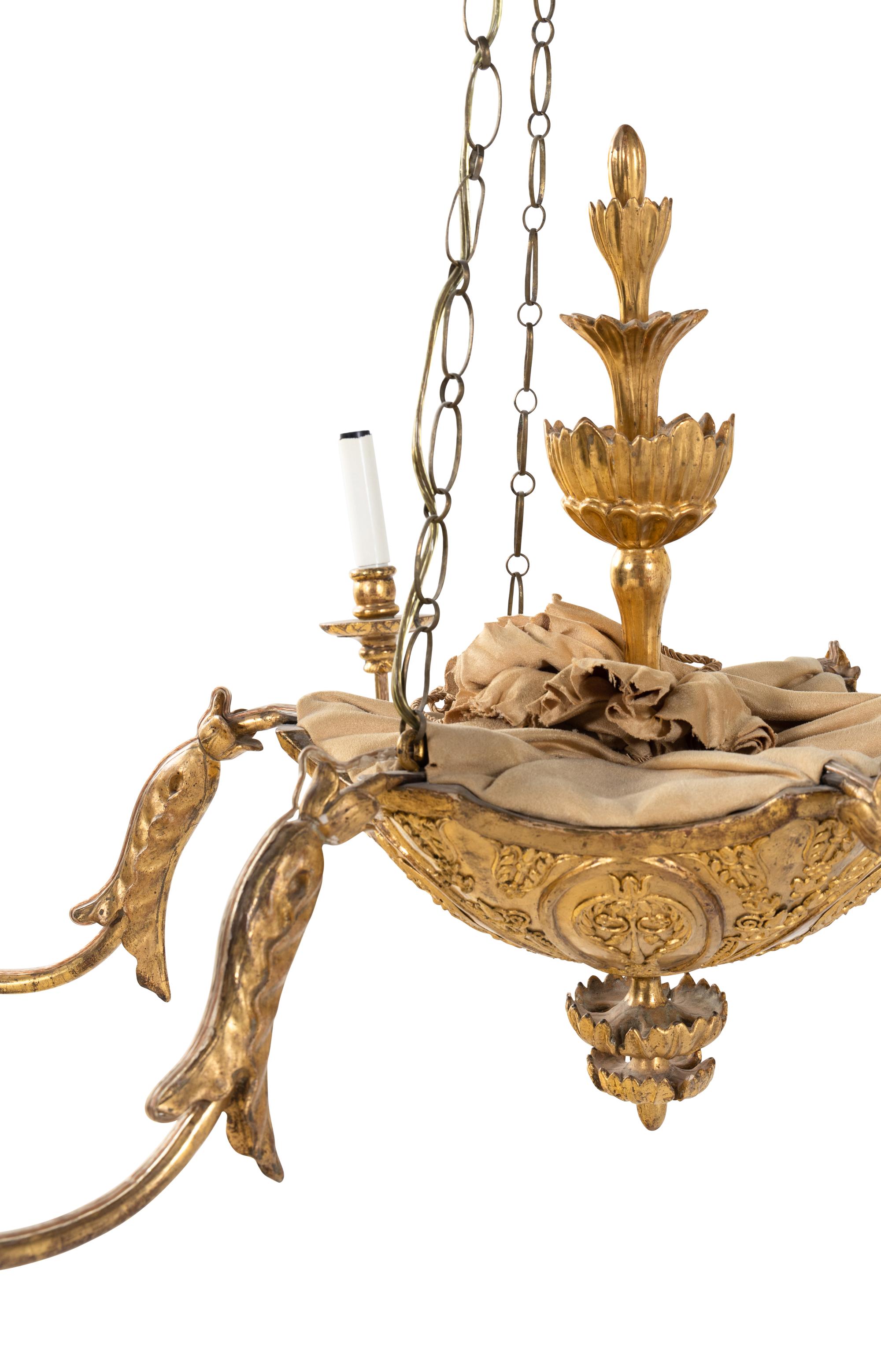An Italian Giltwood Six-Light Chandelier