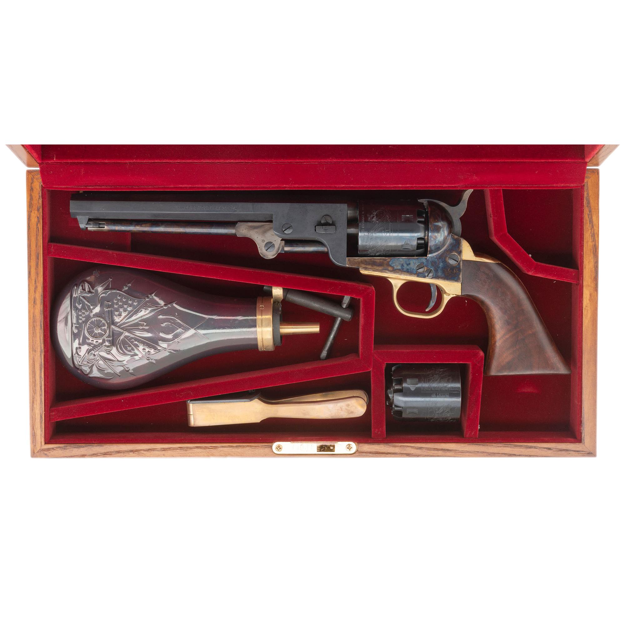 Cased Replica Colt 1851 Navy Percussion Revolver by Pietta with Accessories & Spare Cylinder