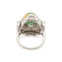 PLATINUM, DIAMOND, AND EMERALD RING
