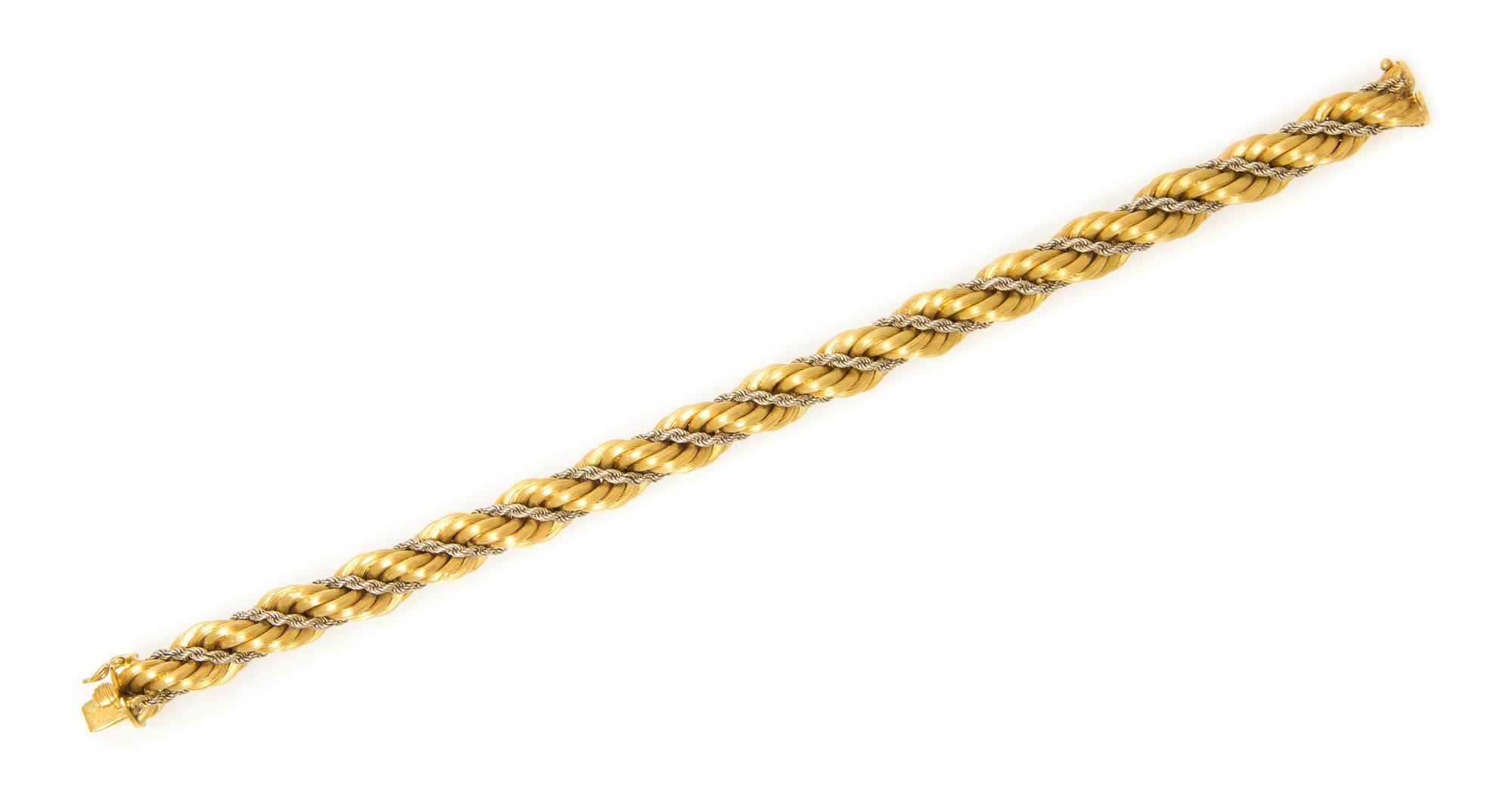 An 18 Karat Yellow and White Gold Bracelet, 19.60 dwts.