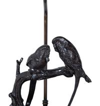 Two Patinated Bronze Lamps with Birds on a Branch — 20TH CENTURY