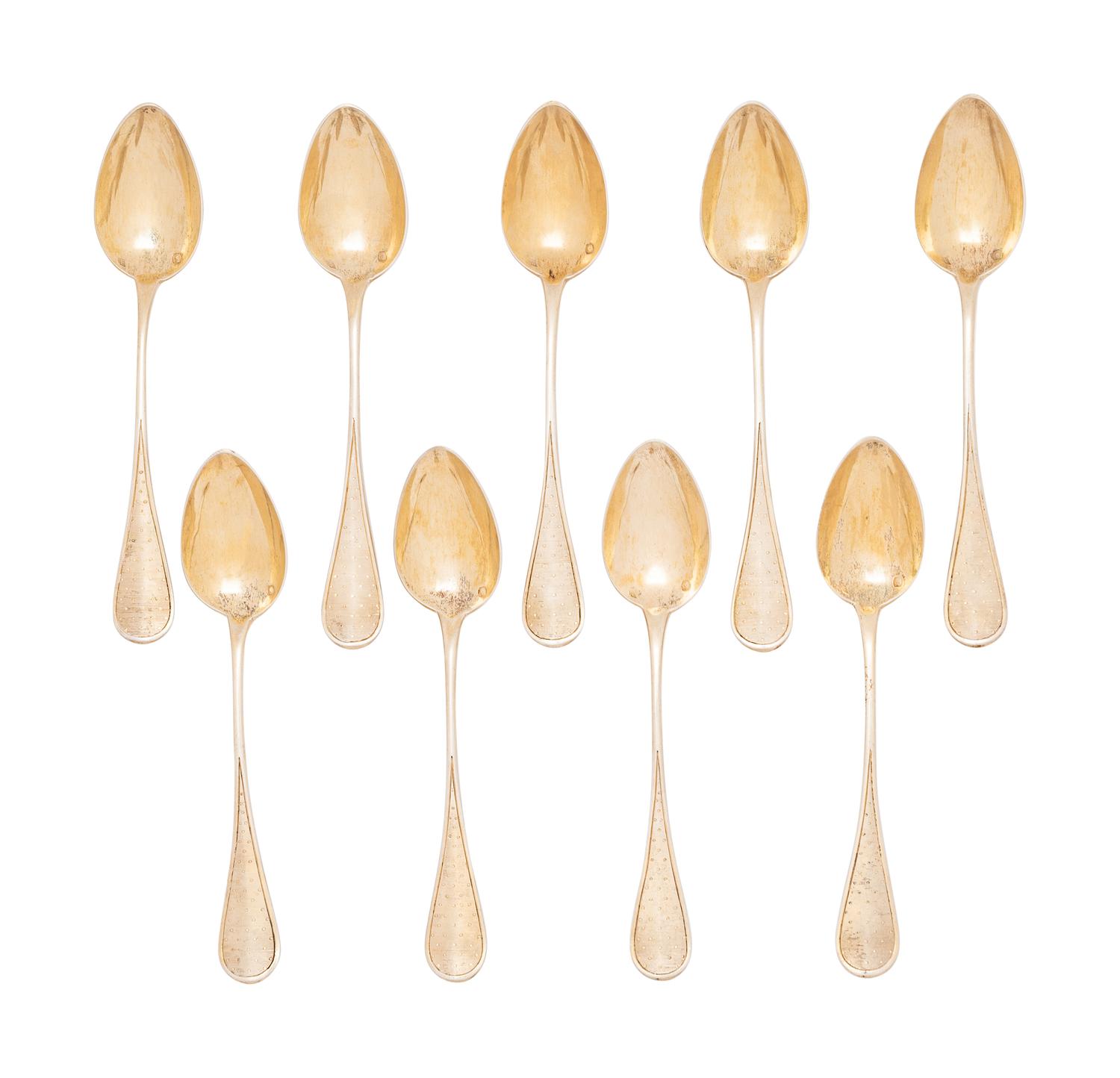A Set of Twelve French Silver-Gilt Teaspoons