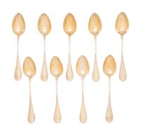 A Set of Twelve French Silver-Gilt Teaspoons
