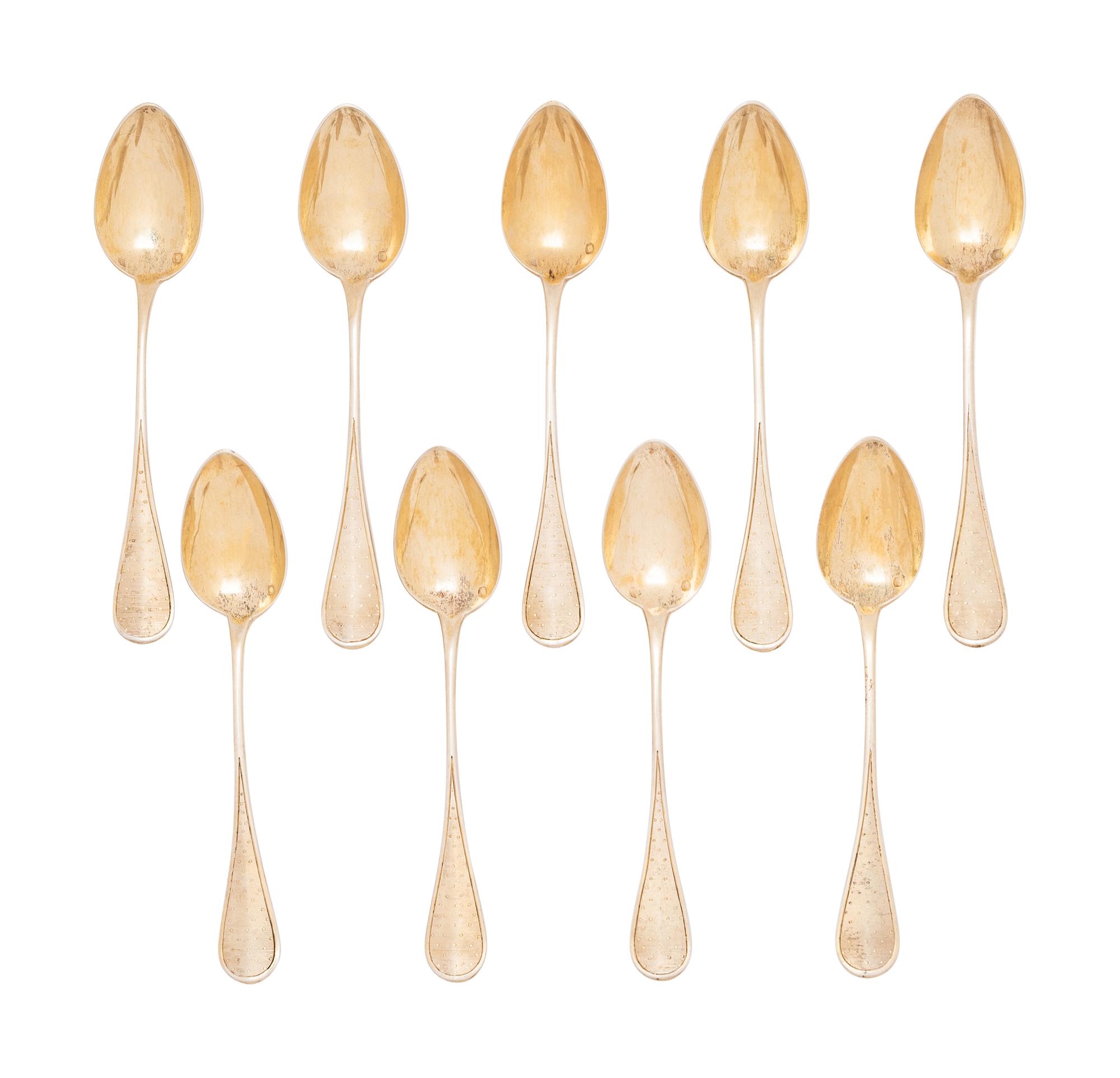 A Set of Twelve French Silver-Gilt Teaspoons