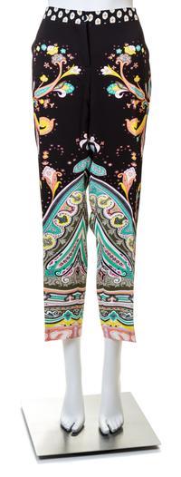 An Etro Black Print Pant, Size 48.