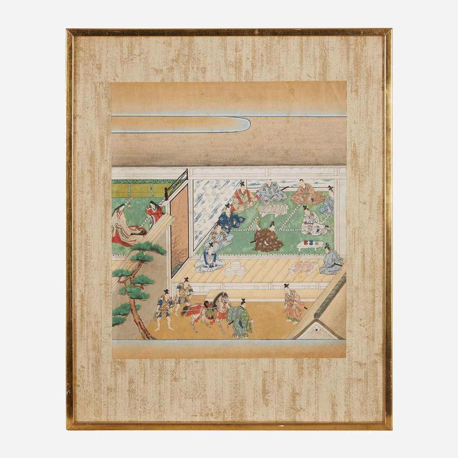 A group of seven Japanese Tosa school figural scenes 日本版画一组七件