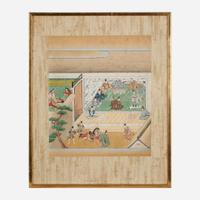 A group of seven Japanese Tosa school figural scenes 日本版画一组七件