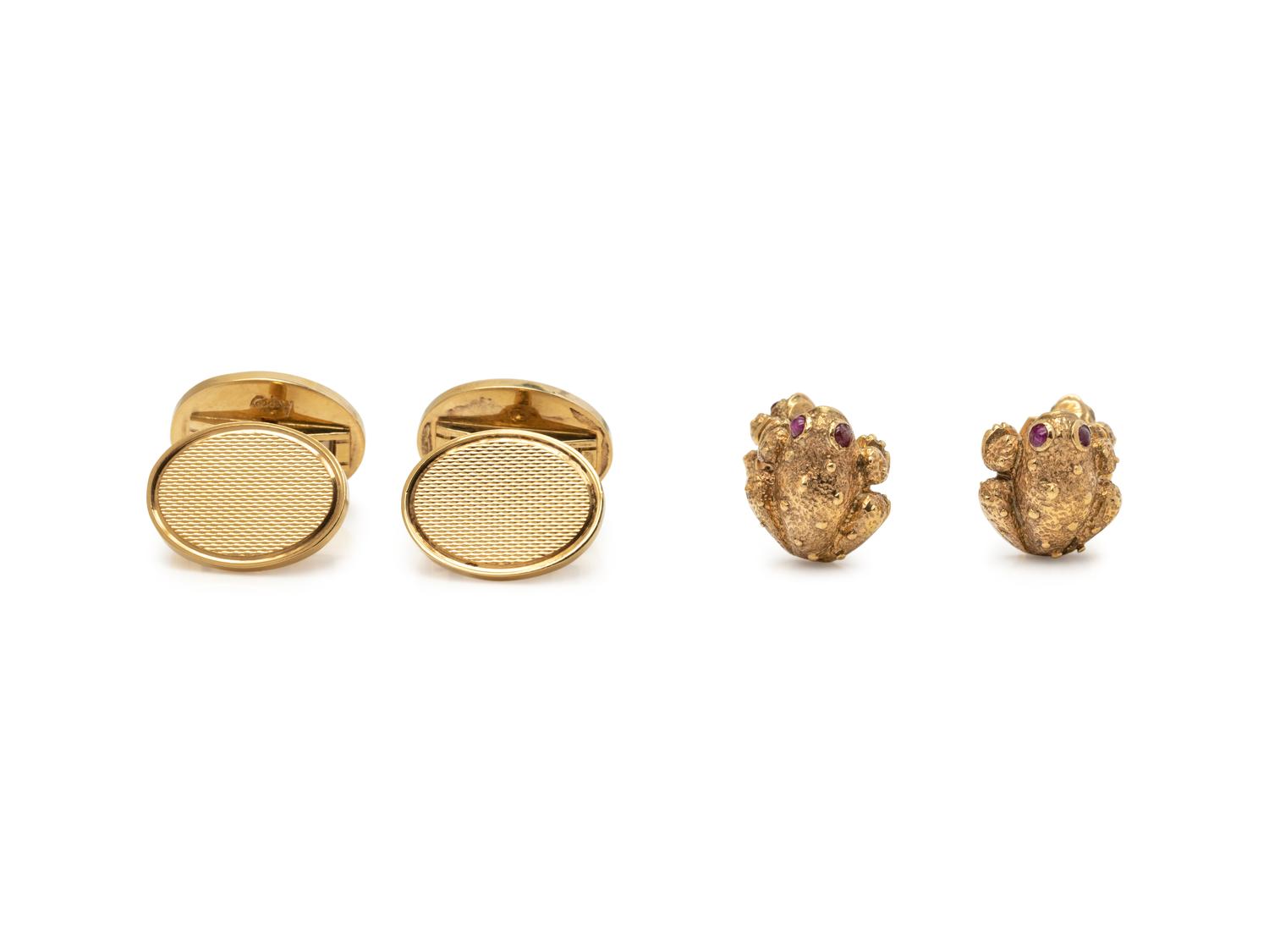 ASPREY AND ANDREW CLUNN, YELLOW GOLD CUFFLINKS