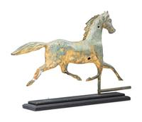 A Cast Zinc and Parcel Gilt Molded Copper Trotting Horse Weathervane
