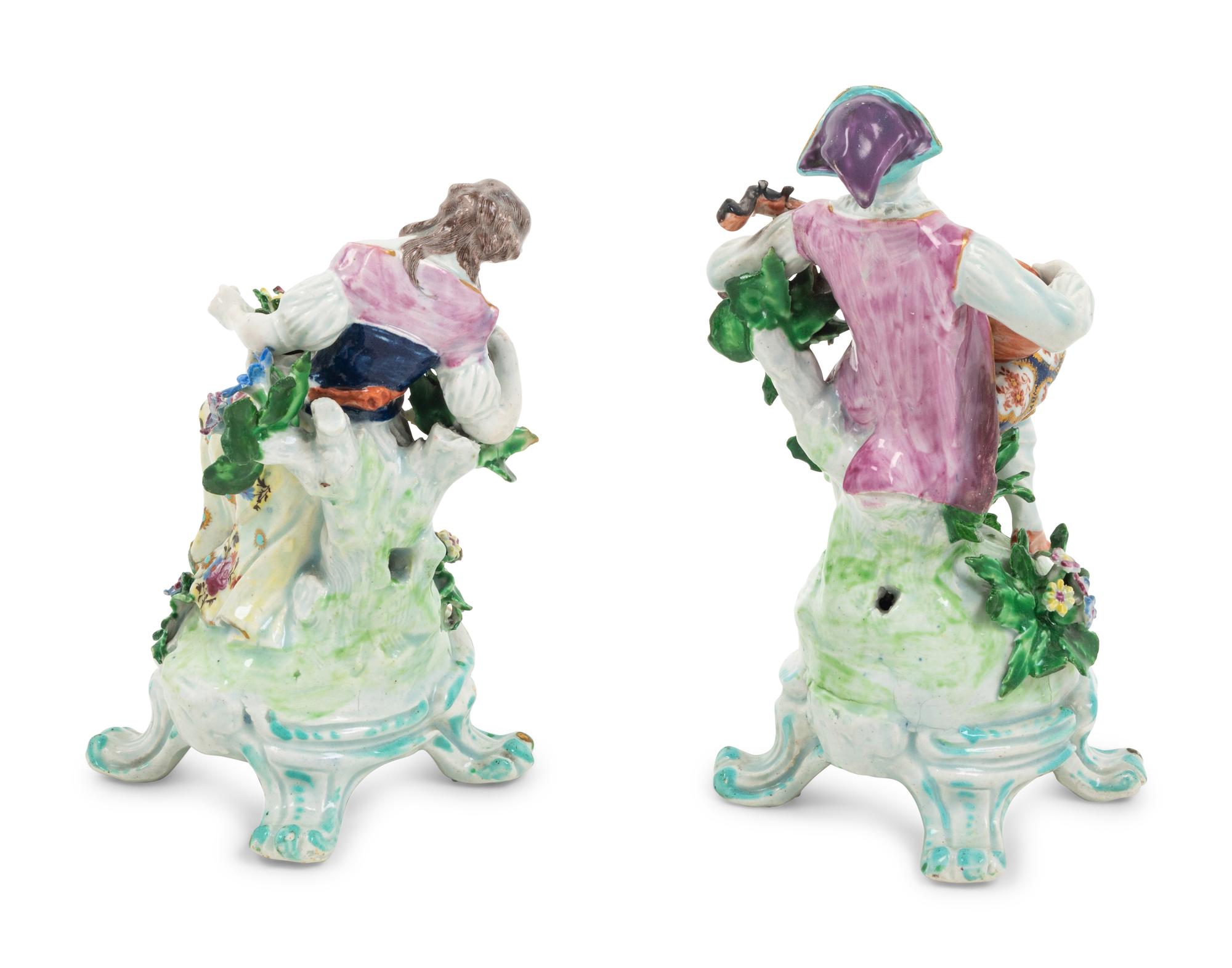A Pair of English Bocage Porcelain Figural Groups