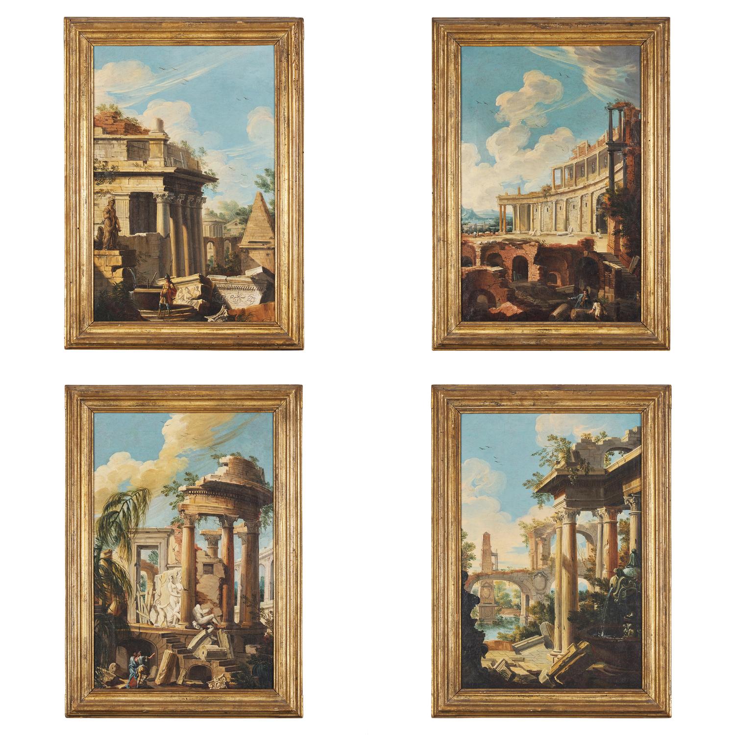 Manner of Viviano Codazzi (Italian, c. 1604-1670) 18th Century — Capricci with Figures