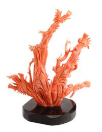 A Chinese Carved Coral Figure Height 8 inches.