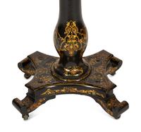 An English Victorian Black and Gilt Chinoiserie Sewing Table with Mother-of-Pearl Inlay