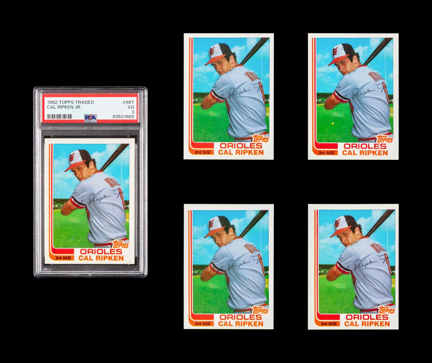 A Group of Five 1982 Topps Traded Cal Ripken Jr. Rookie Baseball Cards No. 98T