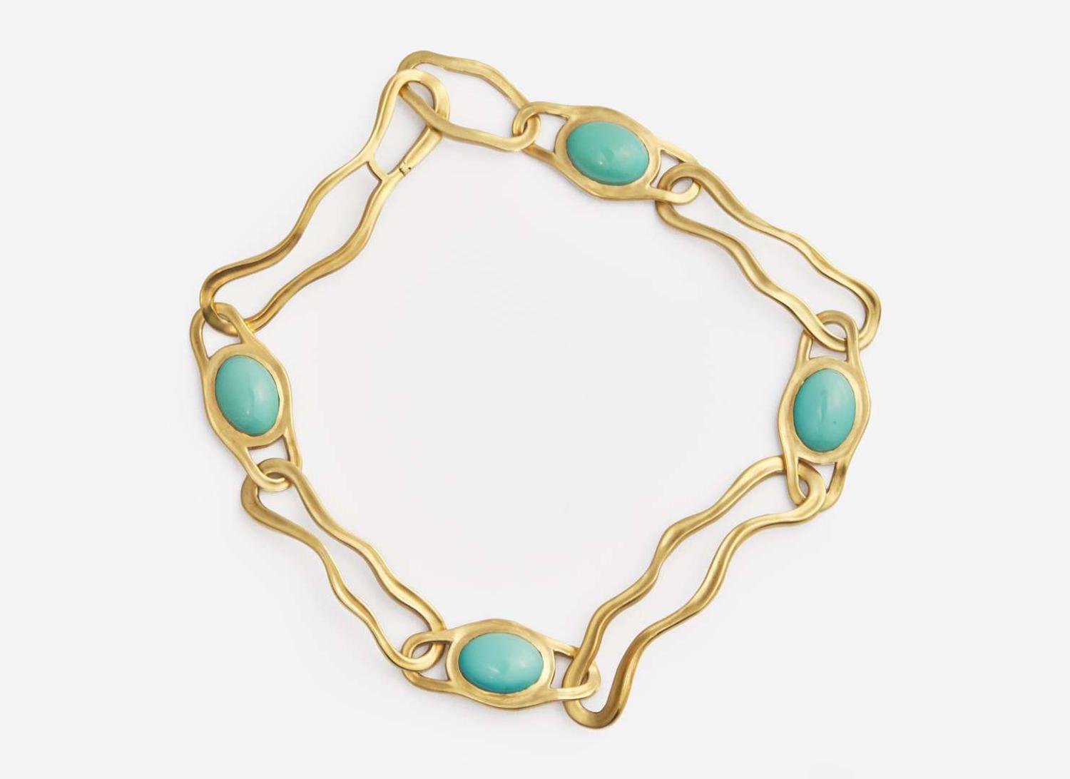 An 18K Yellow Gold and Turquoise Necklace by Angela Cummins for Tiffany & Co.