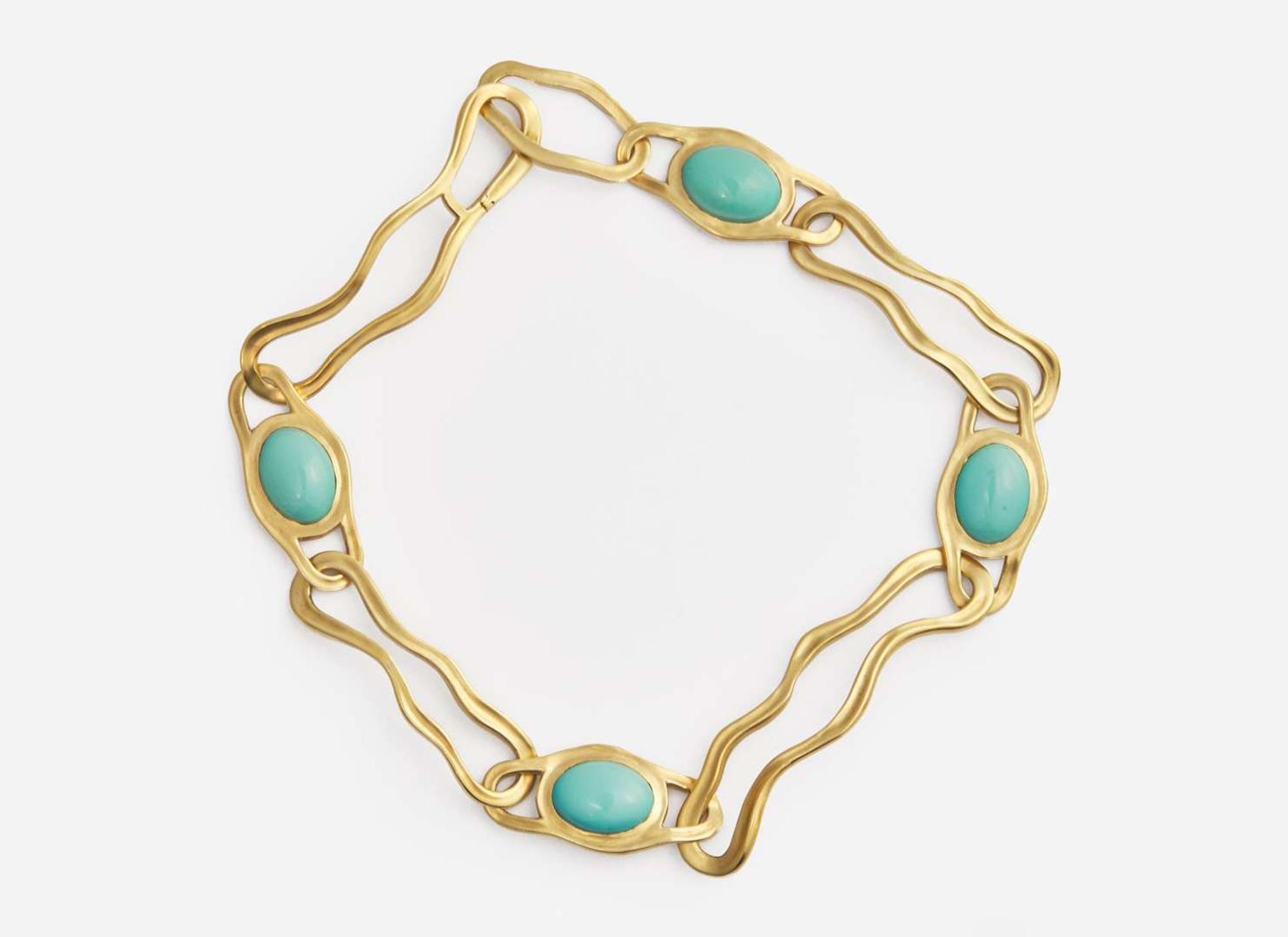 An 18K Yellow Gold and Turquoise Necklace by Angela Cummins for Tiffany & Co.