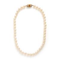 Cultured Pearl, Diamond, and Yellow Gold Necklace