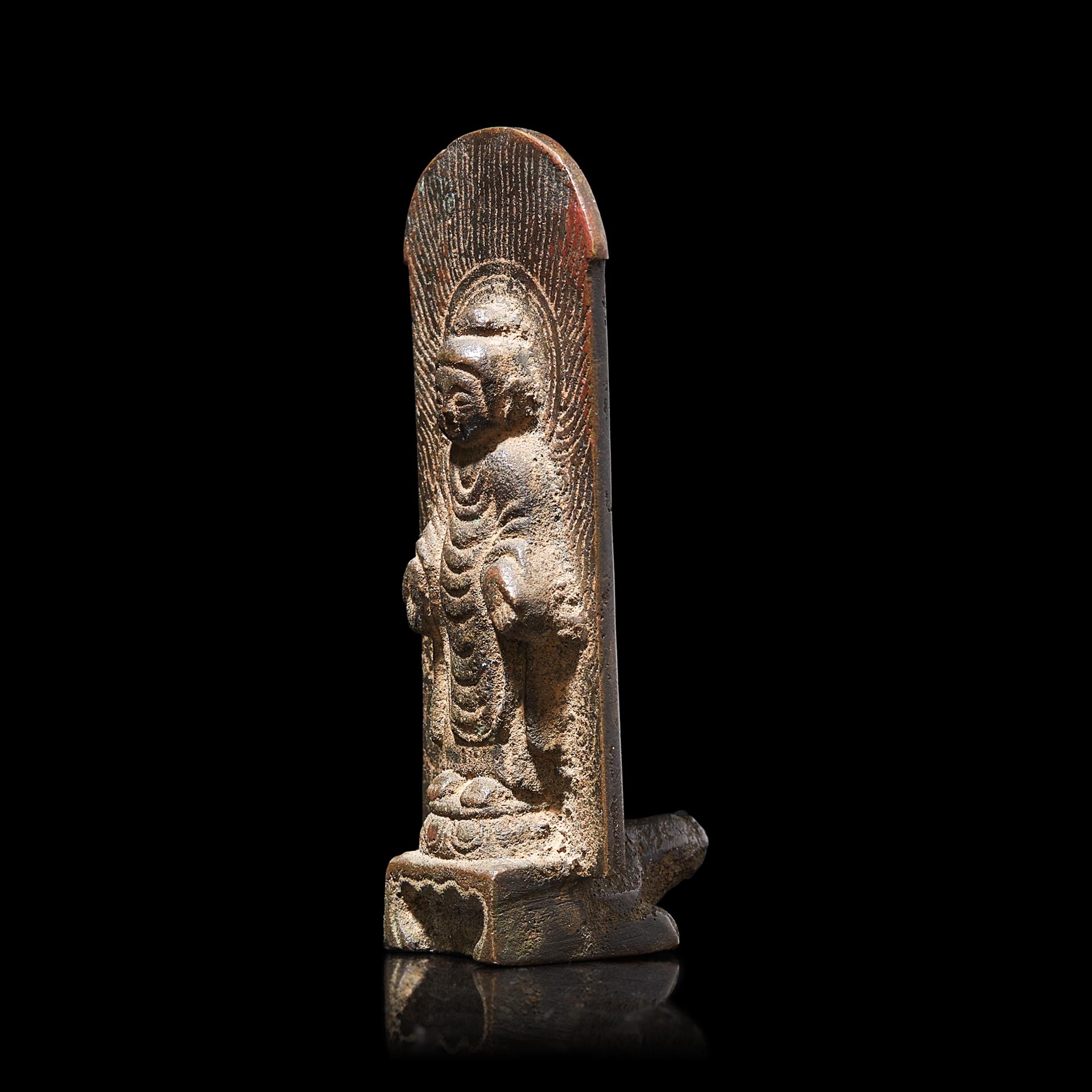 A Small Inscribed Bronze Buddhist Votive Stele, dated Jing Yun 2nd Year (711 AD), Tang Dynasty 唐景雲二年 銅佛