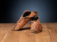 Southern Plains Beaded Buffalo Hide Moccasins, with Unique Tongue