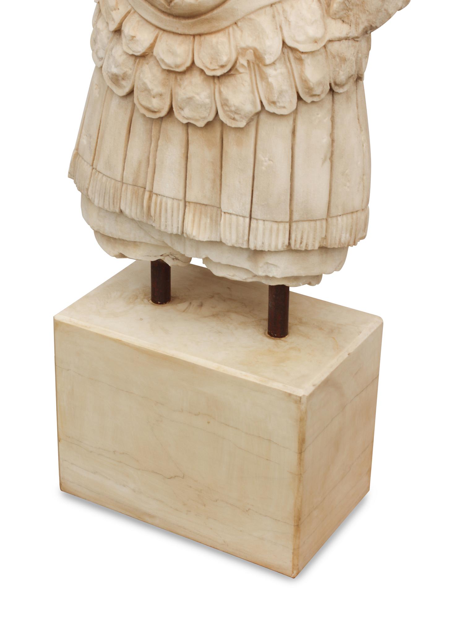 An Italian Carved Marble Torso of a Roman Soldier