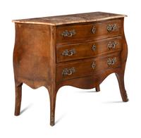 A Louis XV Style Marble Top Chest of Drawers