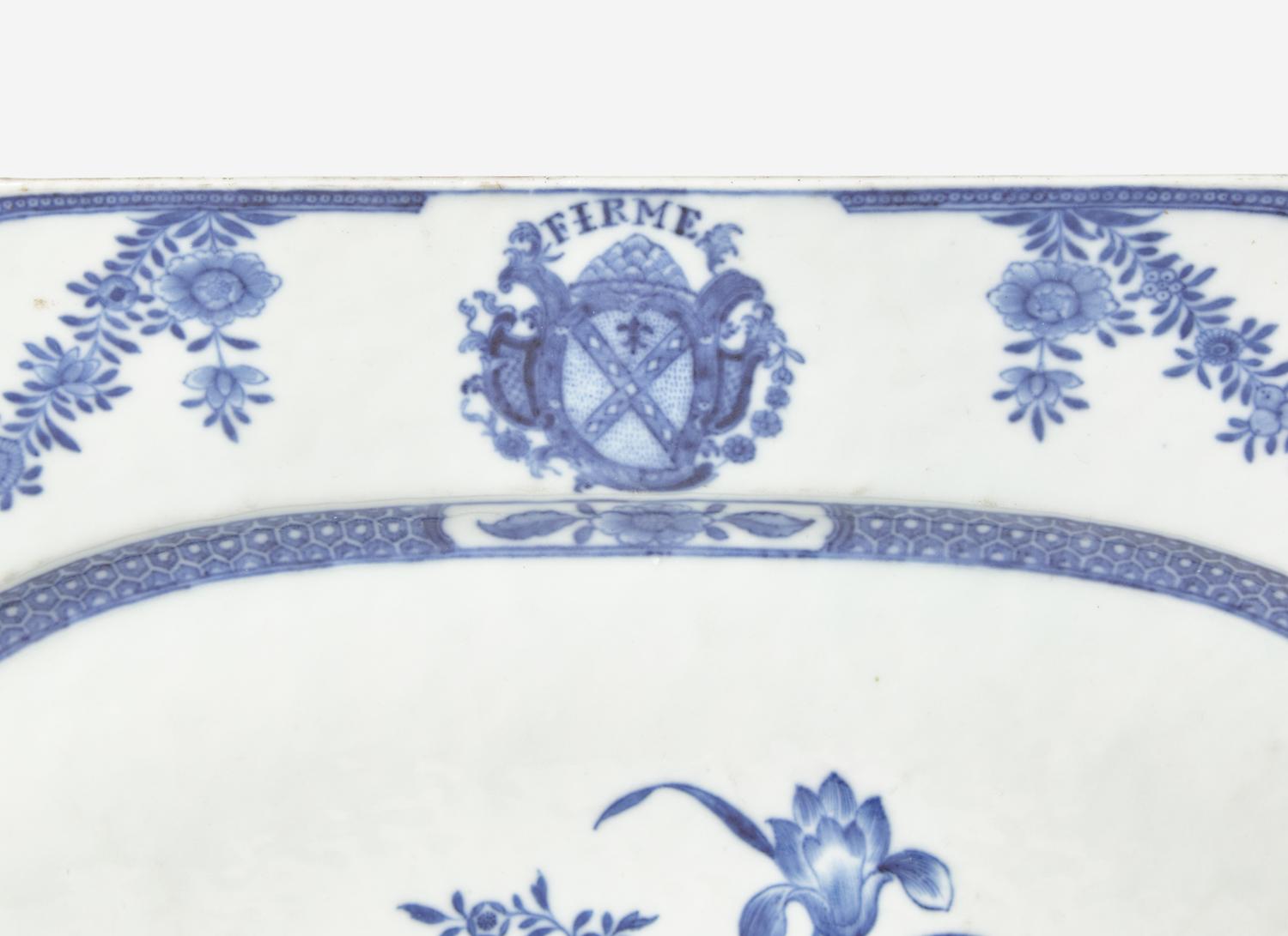 A Pair of Chinese Export Cobalt-Decorated Porcelain Armorial Serving Platters