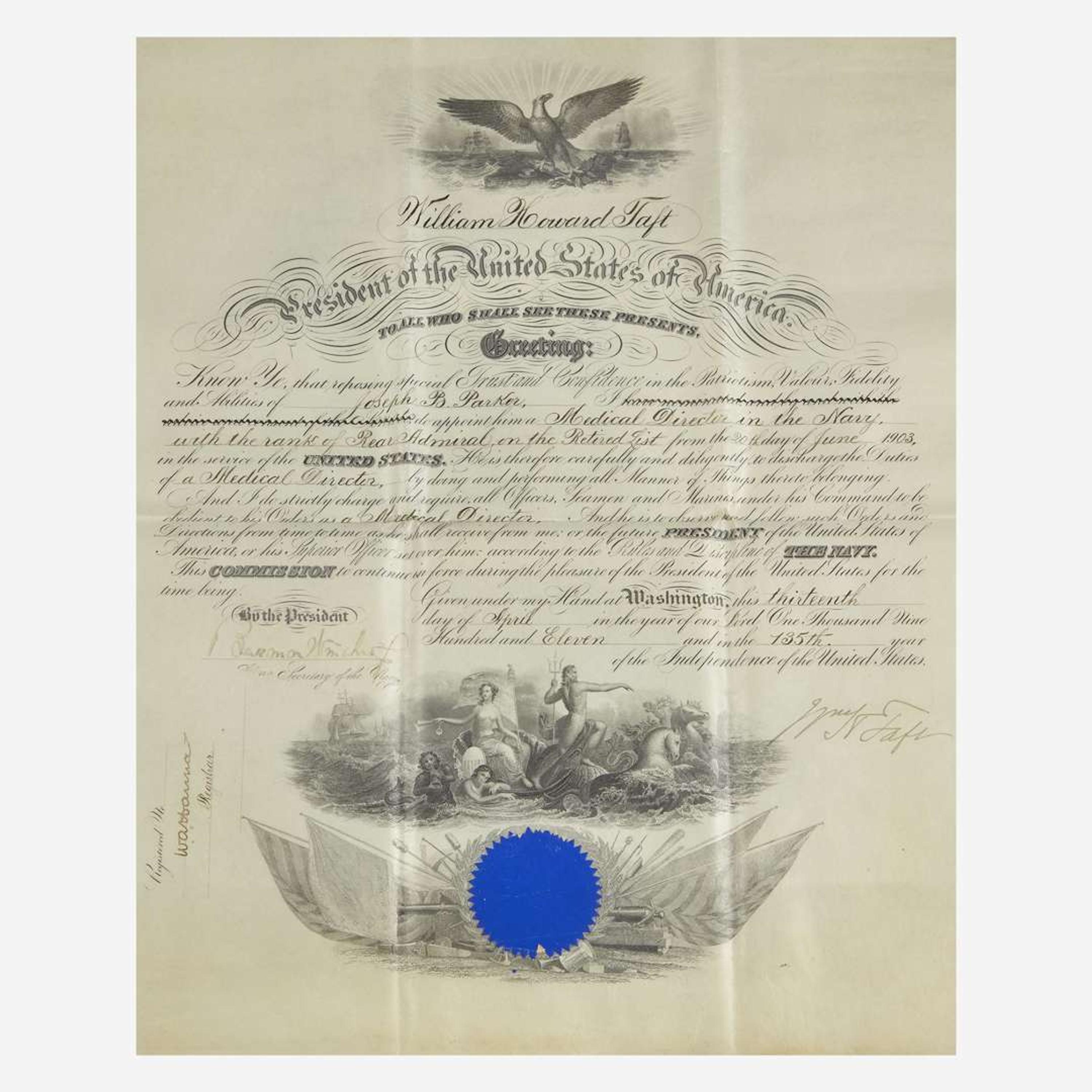 [Presidential] Cleveland, Grover, and William McKinley, and William H. Taft Group of 3 Signed Military Commissions
