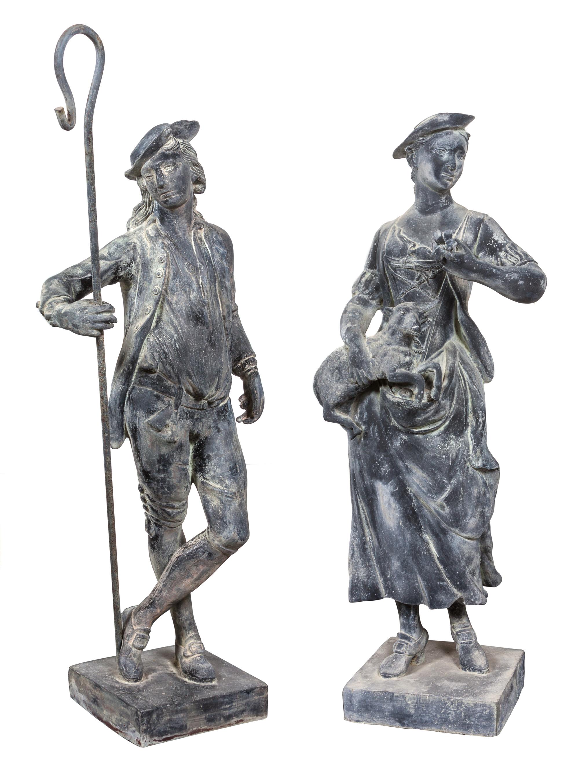 Two Cast Lead Figures Height of taller 55 inches. — 20TH CENTURY