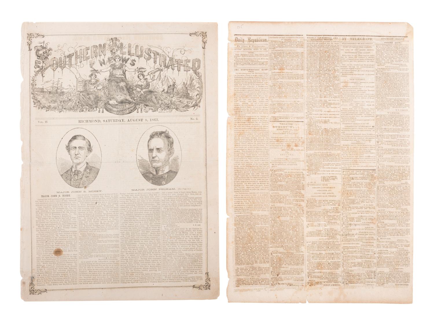 [CIVIL WAR]. 75+ Southern and Confederate newspapers reporting on the war and politics of the era.