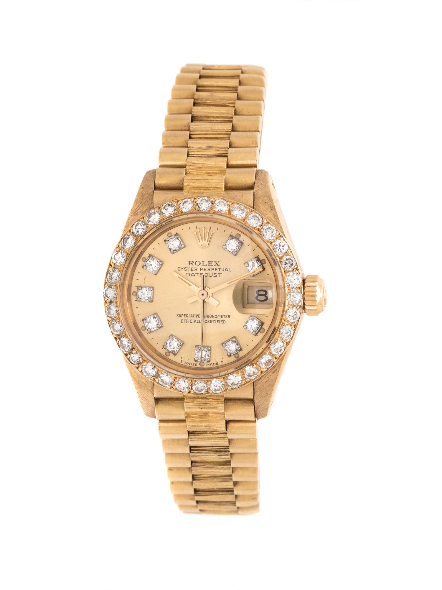 ROLEX, REF. 6927 18K YELLOW GOLD AND DIAMOND 'OYSTER PERPETUAL DATEJUST' WRISTWATCH, CIRCA 1983