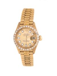 ROLEX, REF. 6927 18K YELLOW GOLD AND DIAMOND 'OYSTER PERPETUAL DATEJUST' WRISTWATCH, CIRCA 1983
