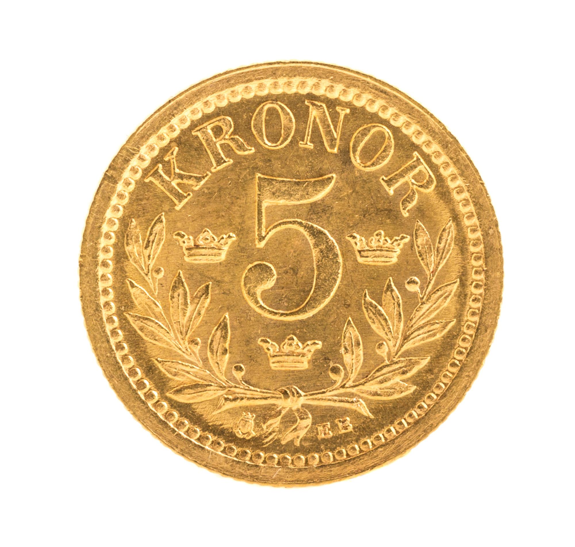 Kingdom of Sweden (1899 CE), Gold 5 Kroner — Gold 5 Kroner