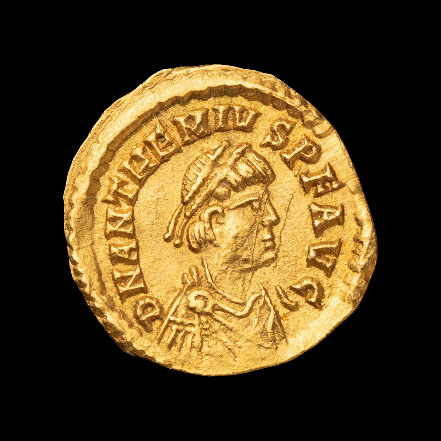 [ANCIENT] WESTERN ROMAN EMPIRE. Anthemius (c. 470 AD), Av Semissis (2.1g).