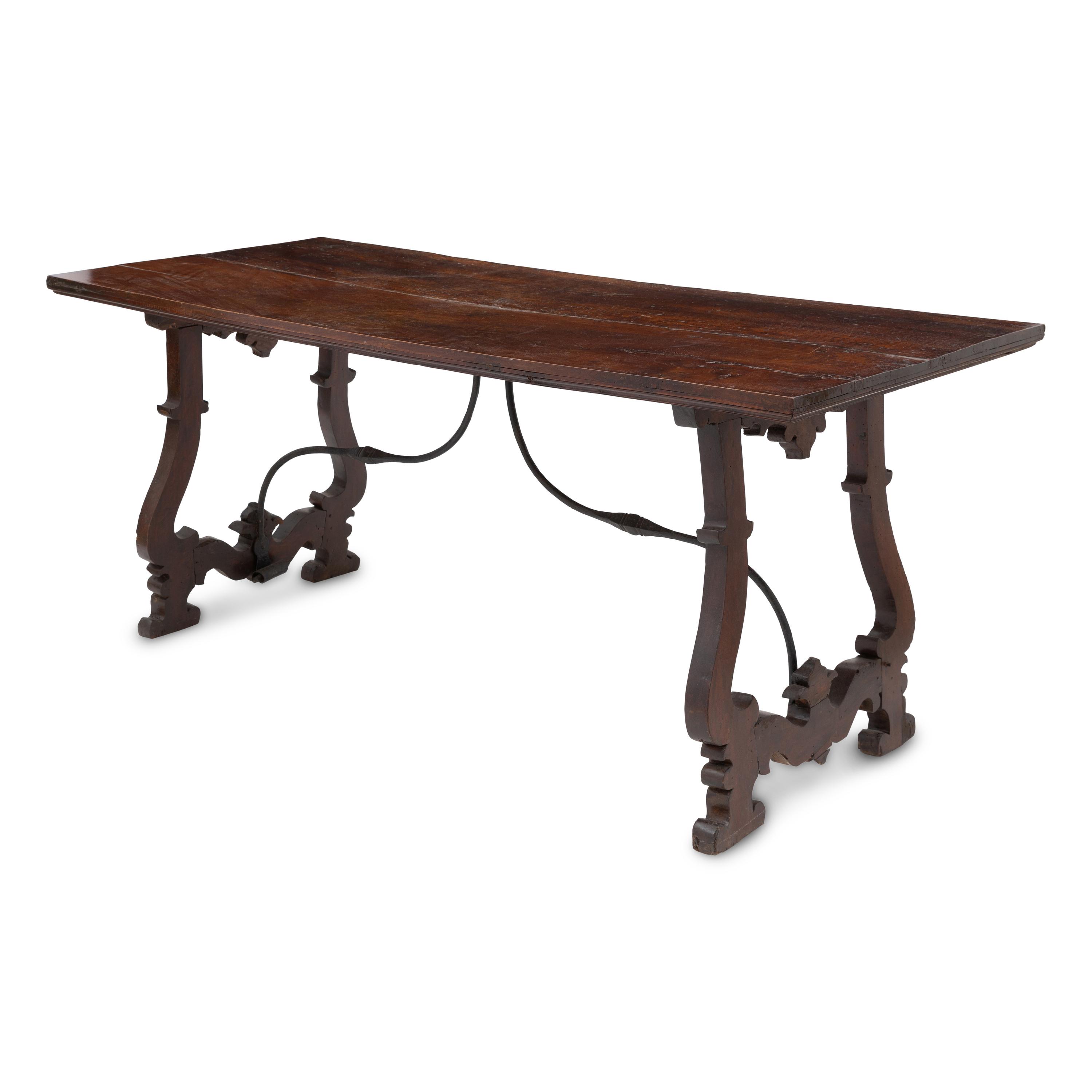 A Spanish Walnut and Iron Table