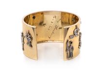 VINTAGE, YELLOW GOLD AND DIAMOND CUFF BRACELET