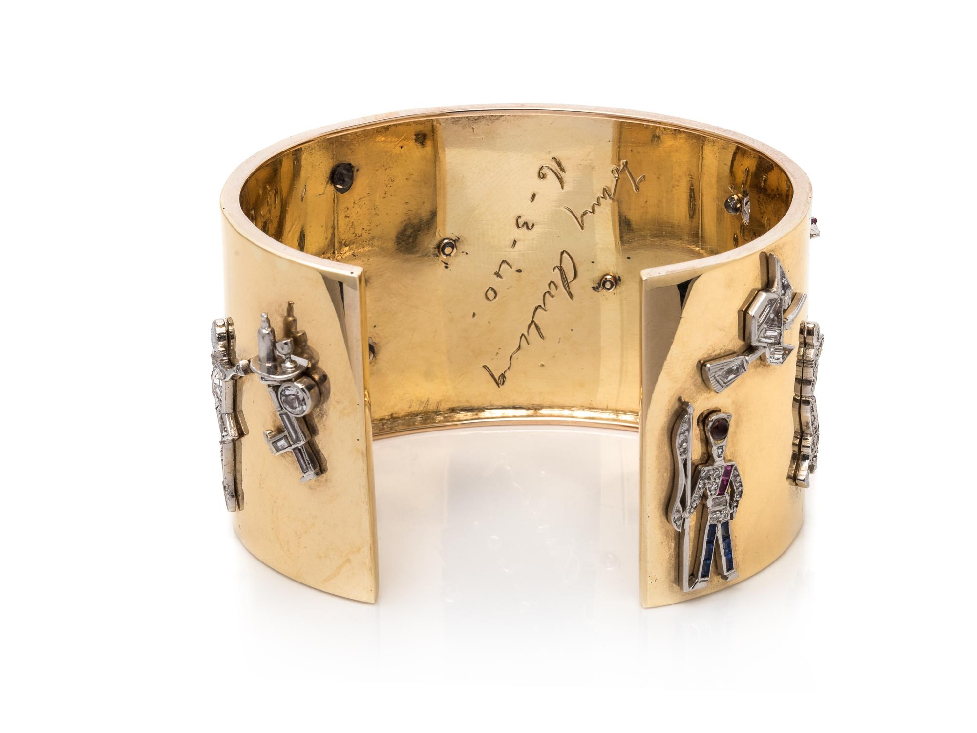 VINTAGE, YELLOW GOLD AND DIAMOND CUFF BRACELET