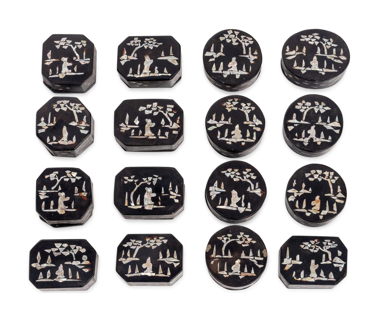 21 Chinese Lacquer and Wood Scholar's Objects