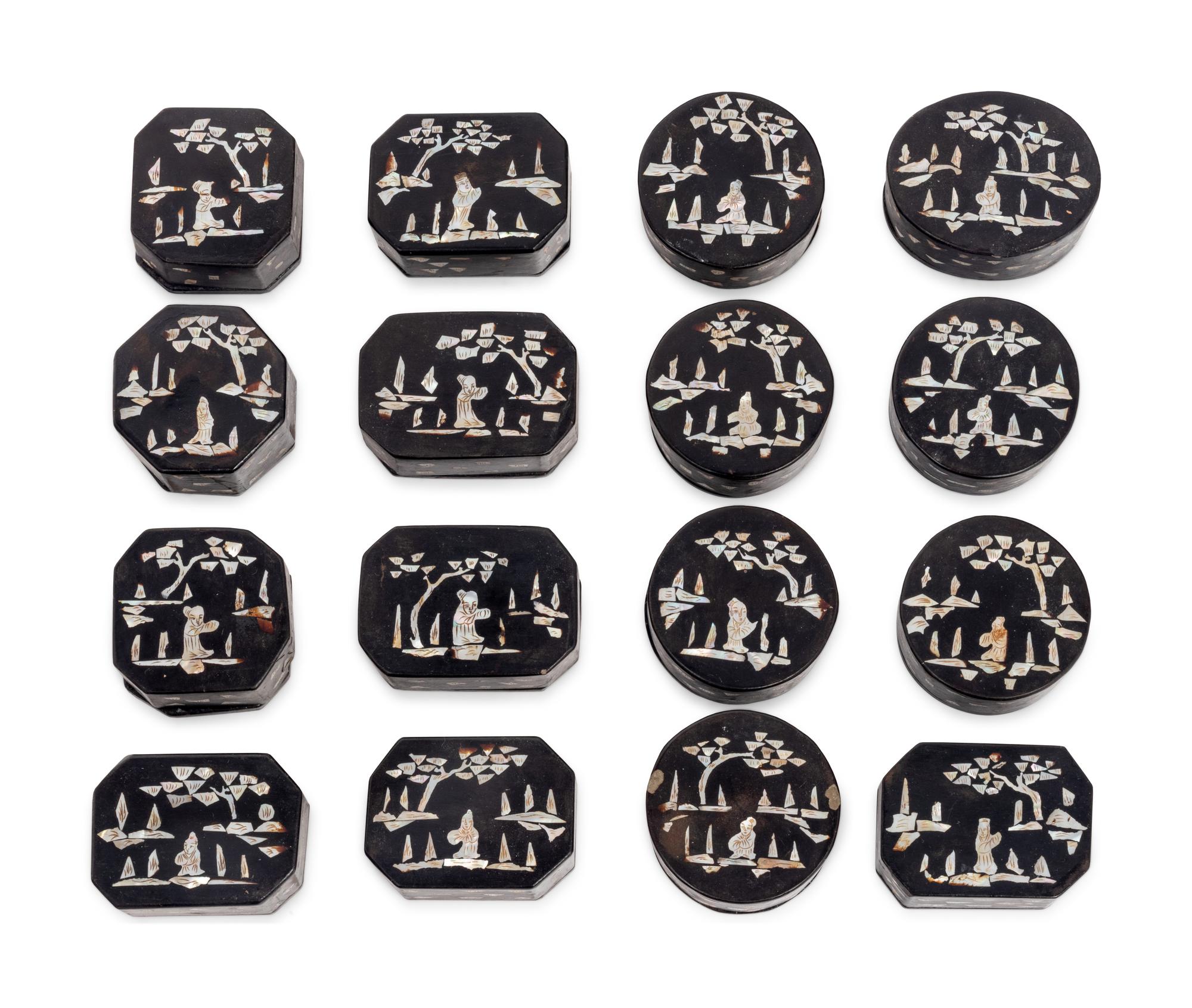 21 Chinese Lacquer and Wood Scholar's Objects
