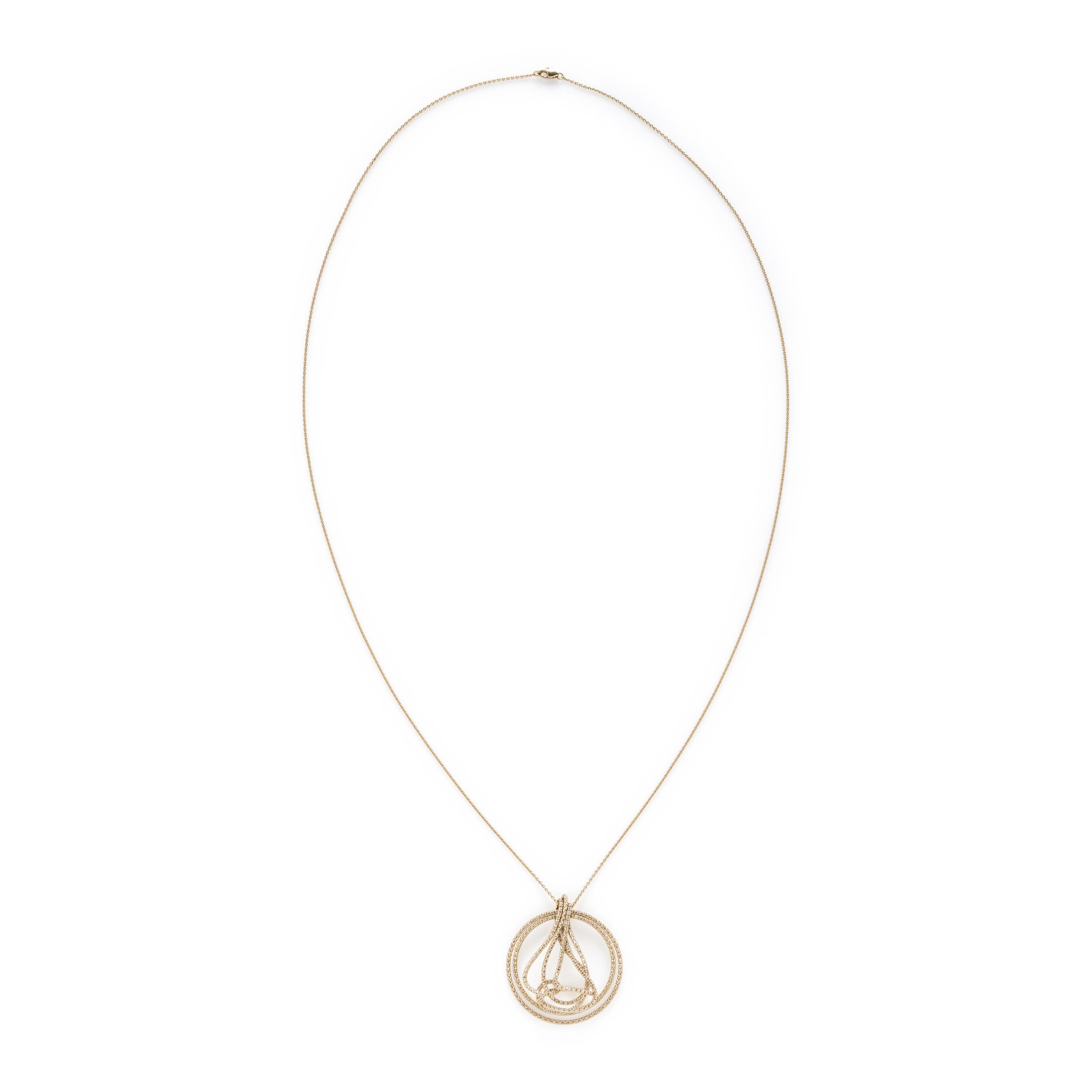 YELLOW GOLD AND DIAMOND SCULPTURAL PENDANT NECKLACE