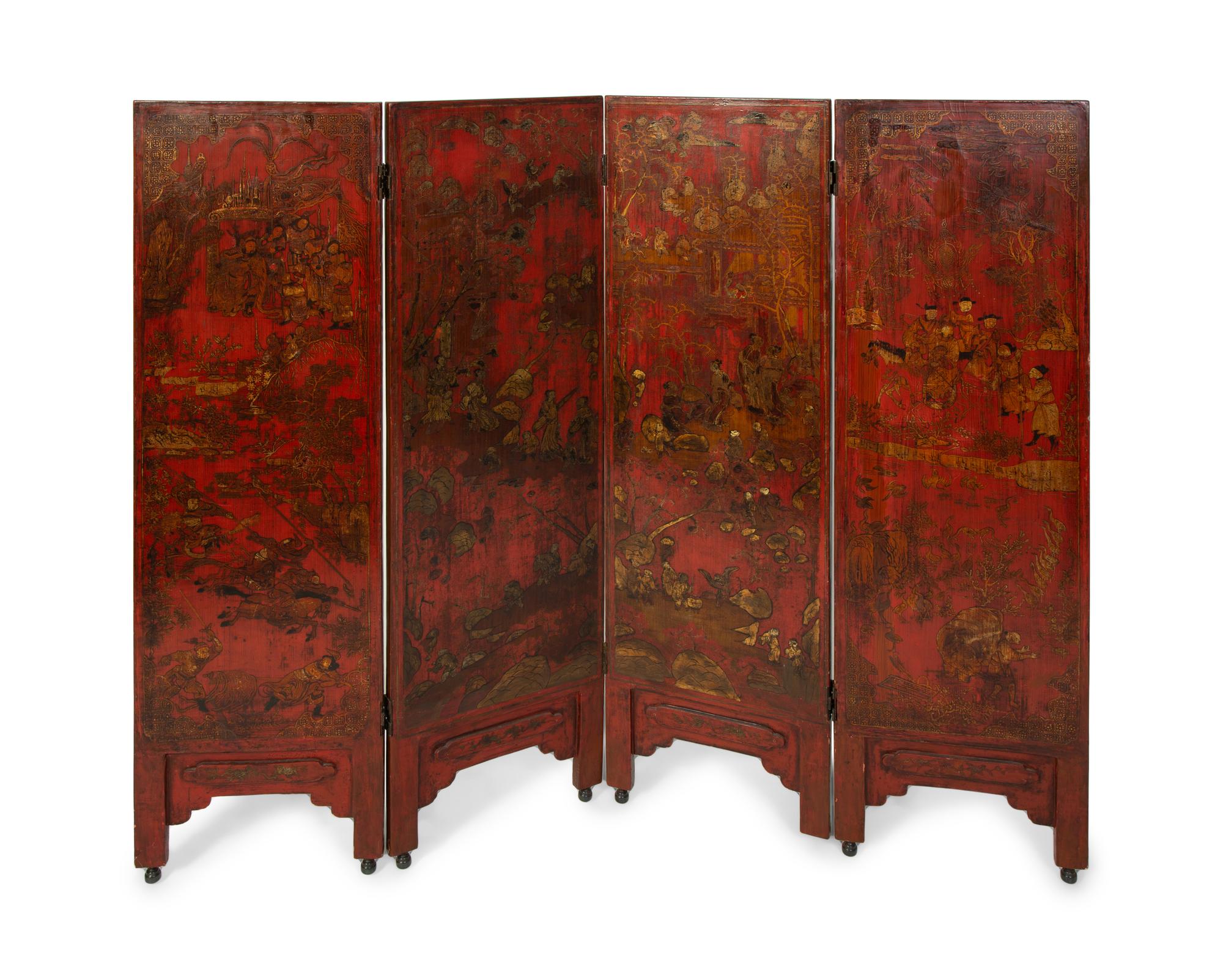 A Chinese Coromandel Lacquer Four-Panel Screen — 19TH/20TH CENTURY