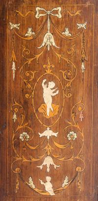 An Italian Neoclassical Style Marquetry Decorated Walnut Cabinet
