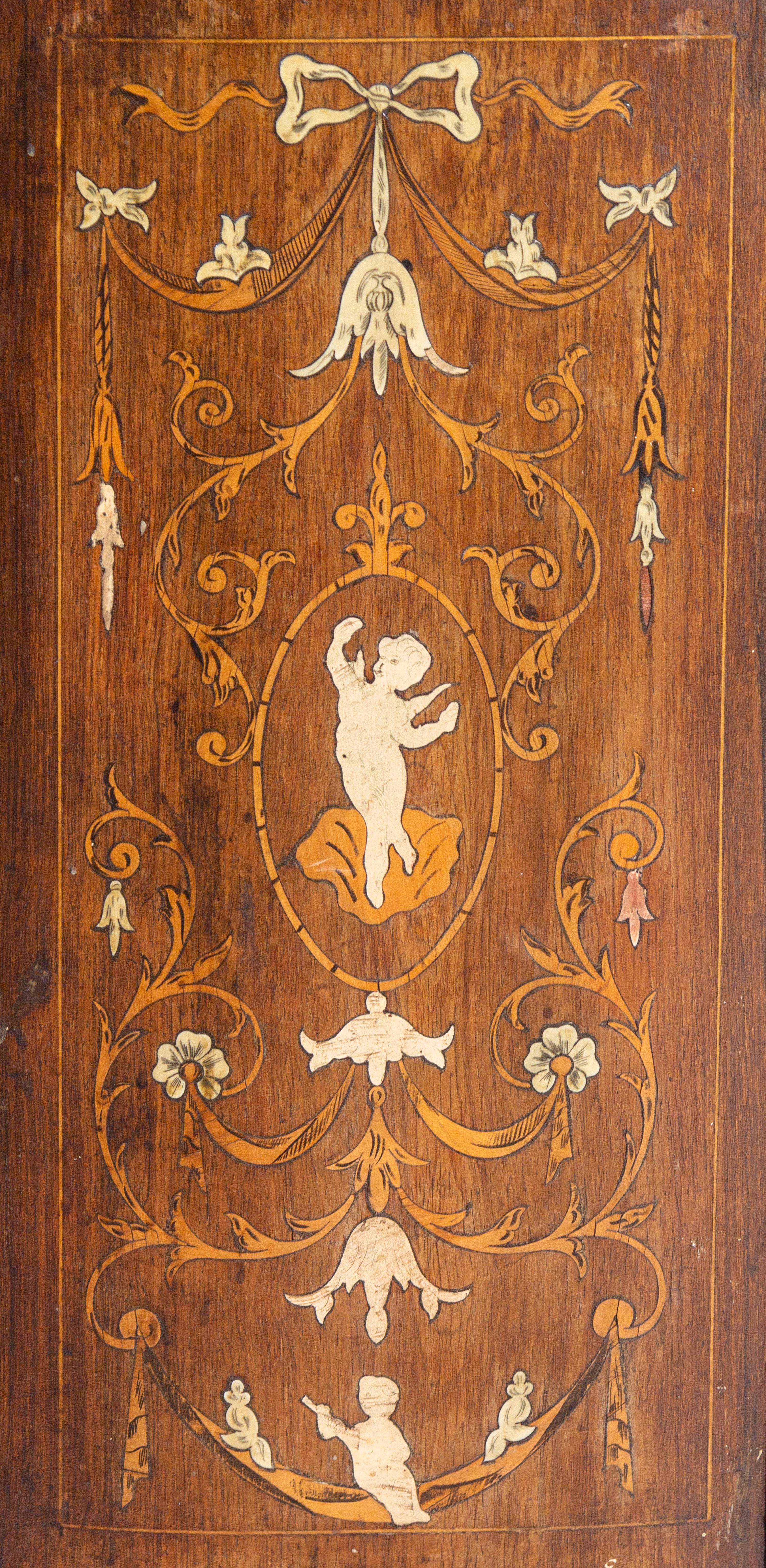 An Italian Neoclassical Style Marquetry Decorated Walnut Cabinet