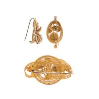 VICTORIAN, YELLOW GOLD AND SEED PEARL SET