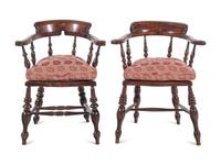 A Near Pair of English Walnut Tavern Chairs