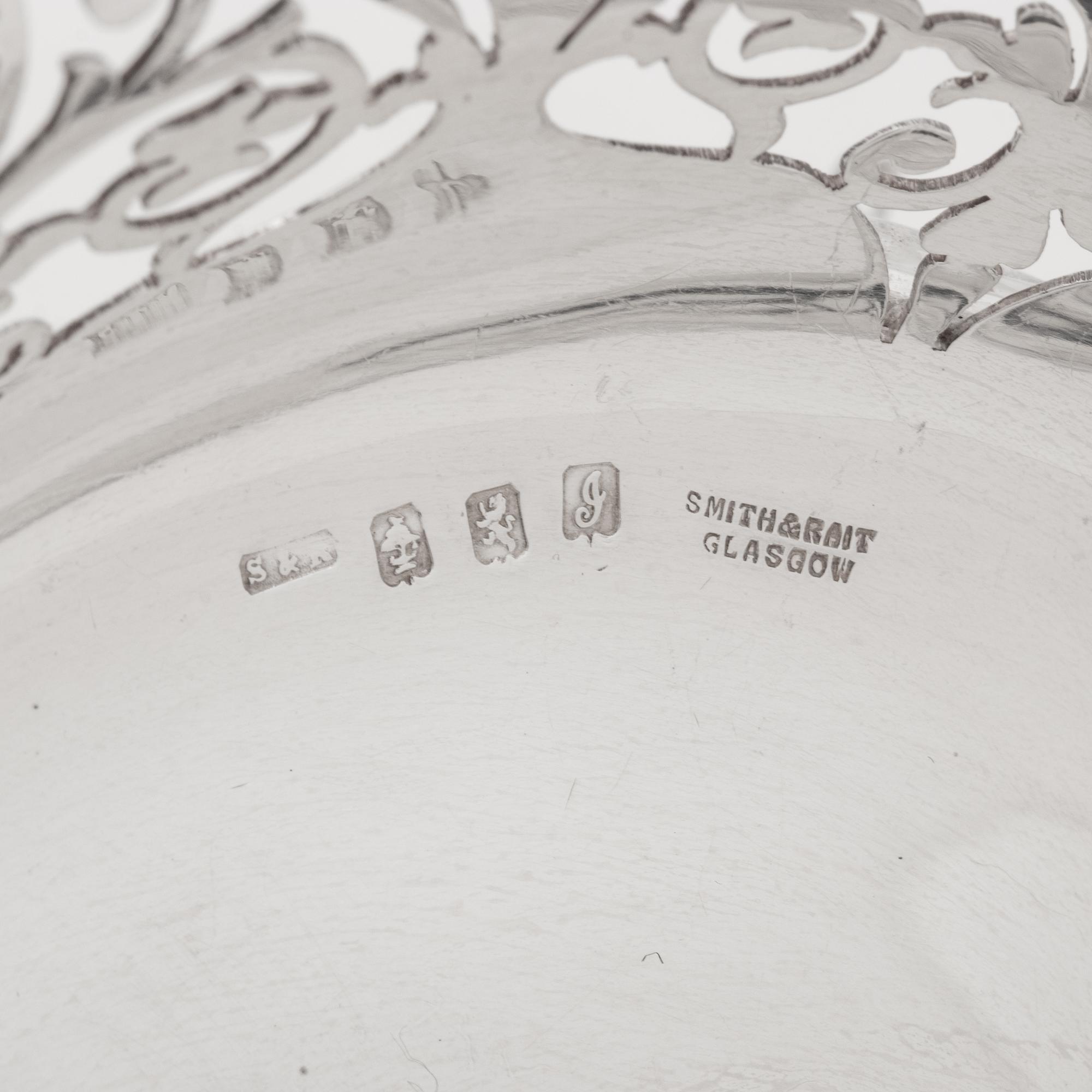 A Set of Four Scottish Edwardian Silver Reticulated Bowls
