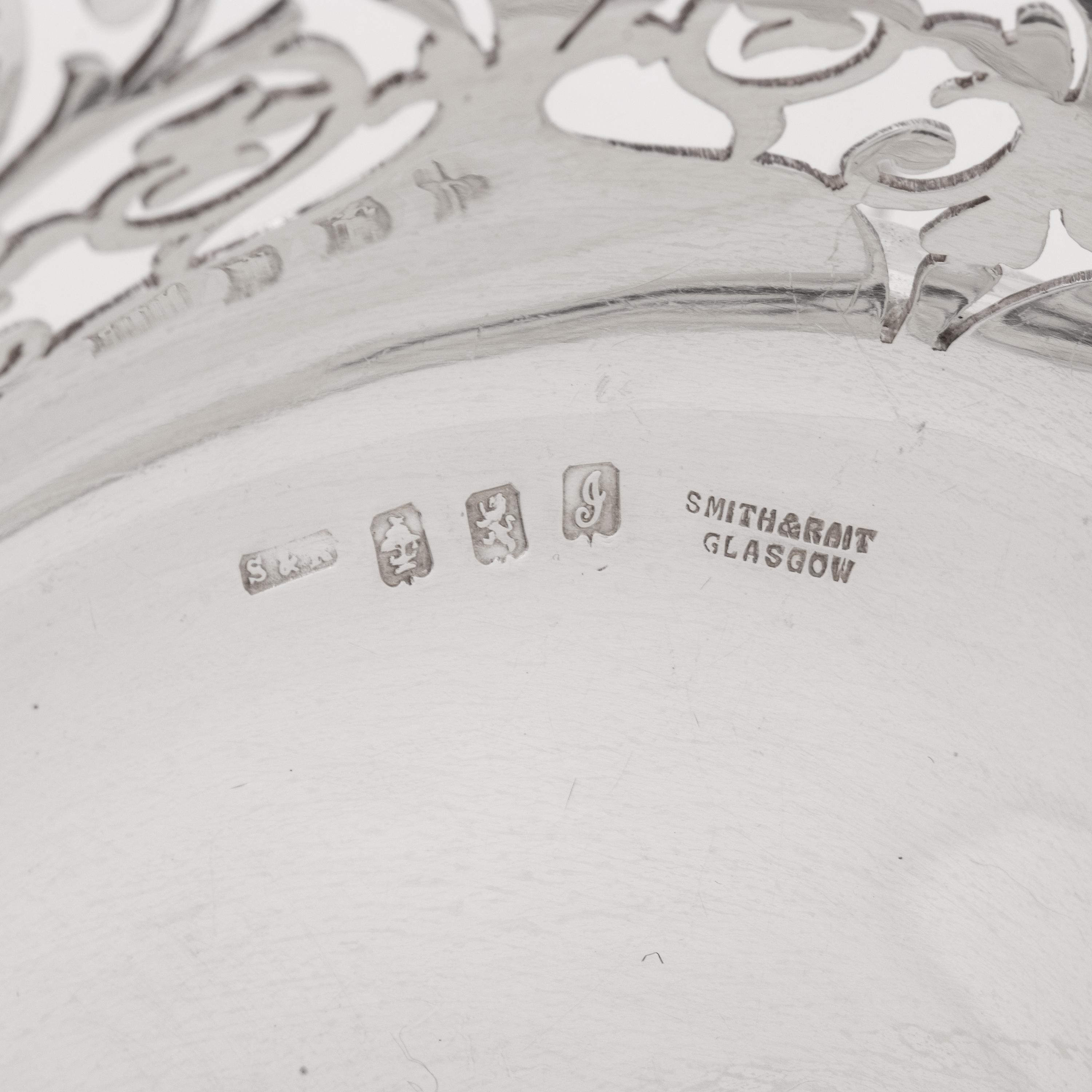 A Set of Four Scottish Edwardian Silver Reticulated Bowls