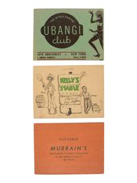 [WORLD WAR II] 5 New York City nightclub souvenirs containing photos of African Americans. Ca 1940s.
