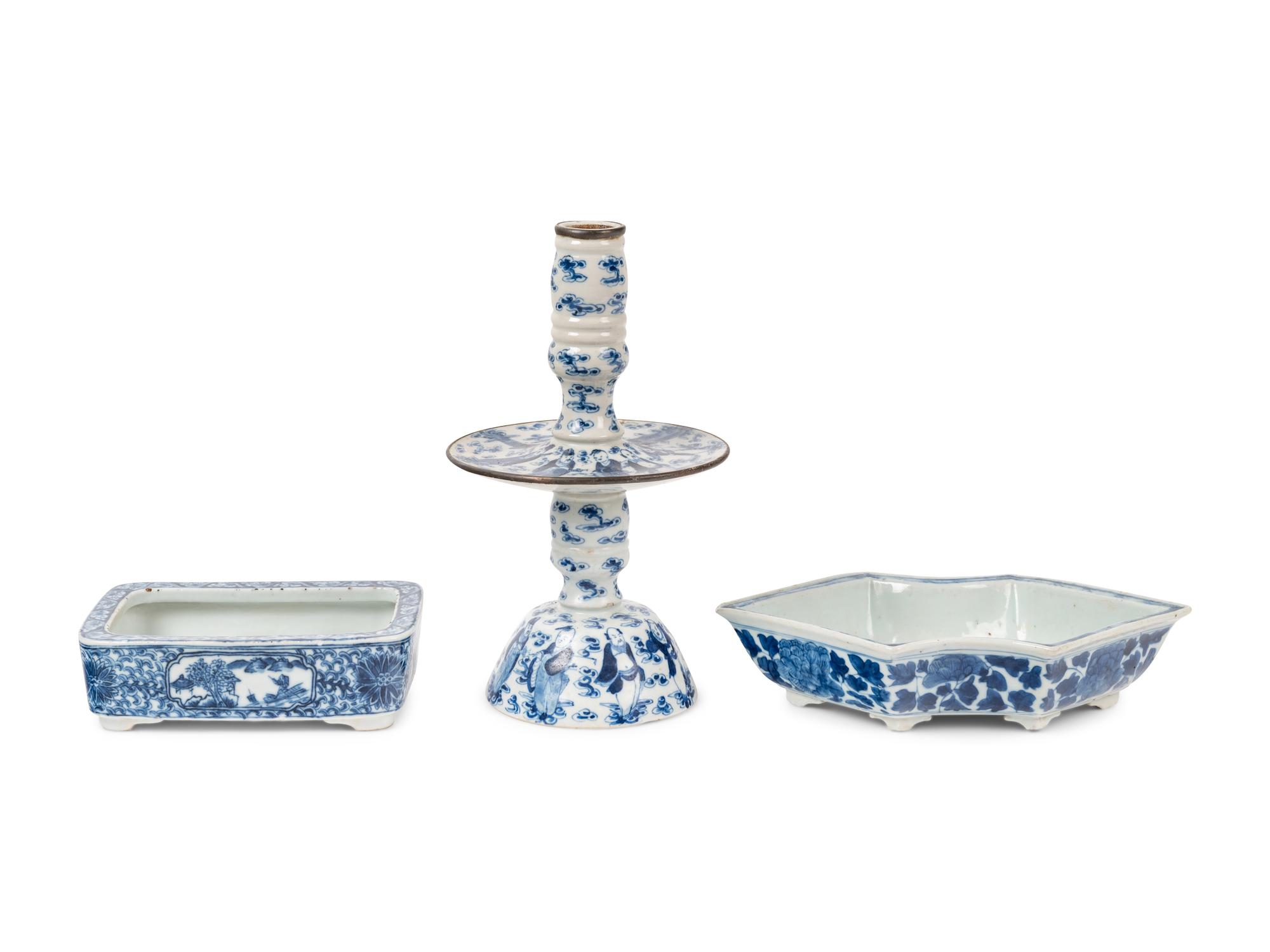Three Chinese Export Blue and White Articles